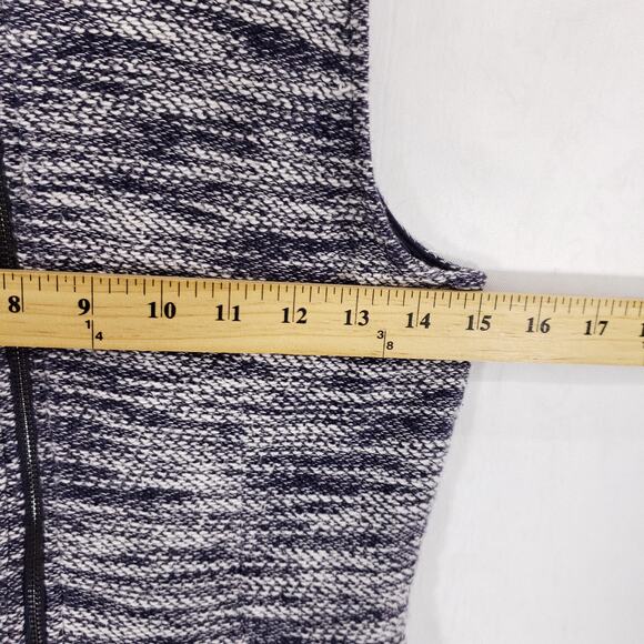 Ann Taylor LOFT Tank Dress Womens 2 Navy White Marled Pleated Knit Zip Up Mini - Picture 10 of 14